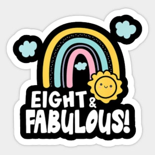 Rainbows Sunshine Eight Year Old 8Th Birthday Party Sticker